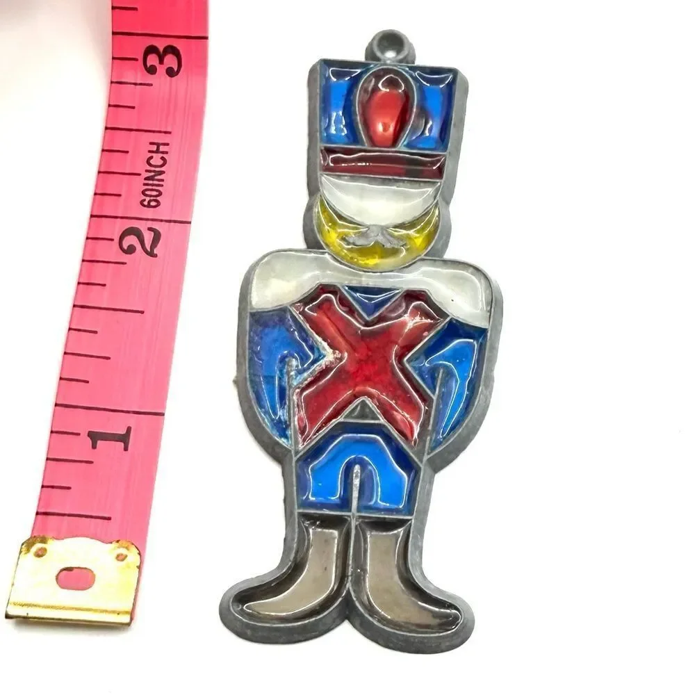 Vintage Toy Soldier Stain Glass Christmas Tree Ornament